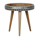 Small Dotted End Table Accent Piece | Oak-Ish Solid Mango Wood Tripod Base Default Title