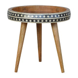 Small Dotted End Table Accent Piece | Oak-Ish Solid Mango Wood Tripod Base