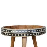 Small Dotted End Table Accent Piece | Oak-Ish Solid Mango Wood Tripod Base