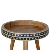 Small Dotted End Table Accent Piece | Oak-Ish Solid Mango Wood Tripod Base
