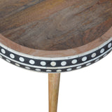 Small Dotted End Table Accent Piece | Oak-Ish Solid Mango Wood Tripod Base