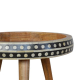 Small Dotted End Table Accent Piece | Oak-Ish Solid Mango Wood Tripod Base