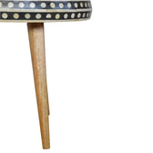 Small Dotted End Table Accent Piece | Oak-Ish Solid Mango Wood Tripod Base