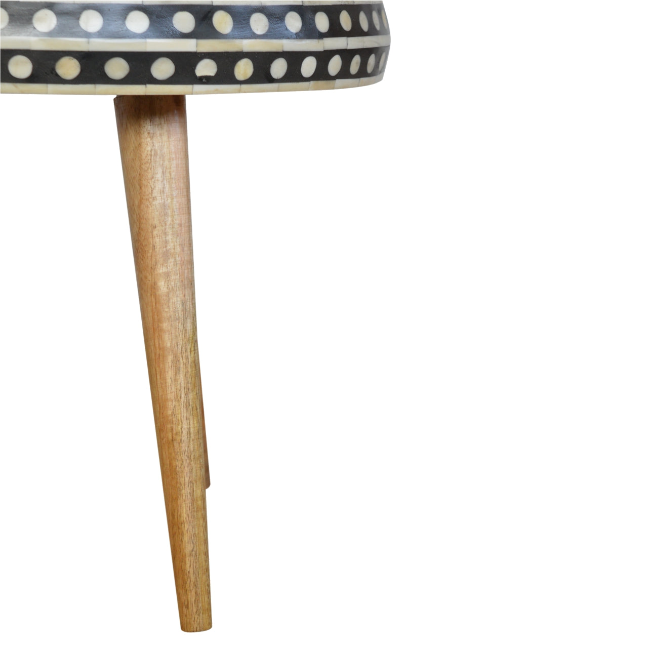 Small Dotted End Table Accent Piece | Oak-Ish Solid Mango Wood Tripod Base