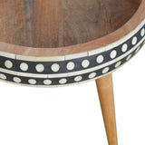Small Dotted End Table Accent Piece | Oak-Ish Solid Mango Wood Tripod Base