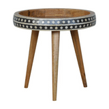 Small Dotted End Table Accent Piece | Oak-Ish Solid Mango Wood Tripod Base