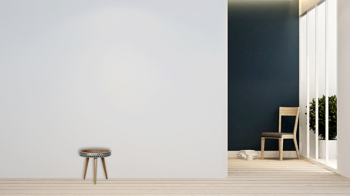 Small Dotted End Table Accent Piece | Oak-Ish Solid Mango Wood Tripod Base
