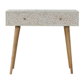 Taupe Floral Bone Console Table
