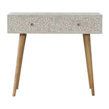 Taupe Floral Bone Console Table