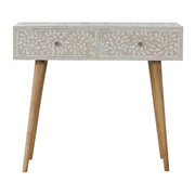 Taupe Floral Bone Console Table