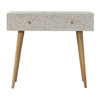 Taupe Floral Bone Console Table