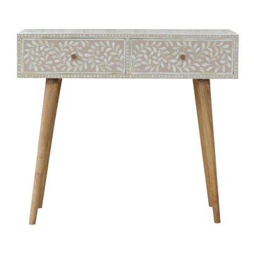 Taupe Floral Bone Console Table