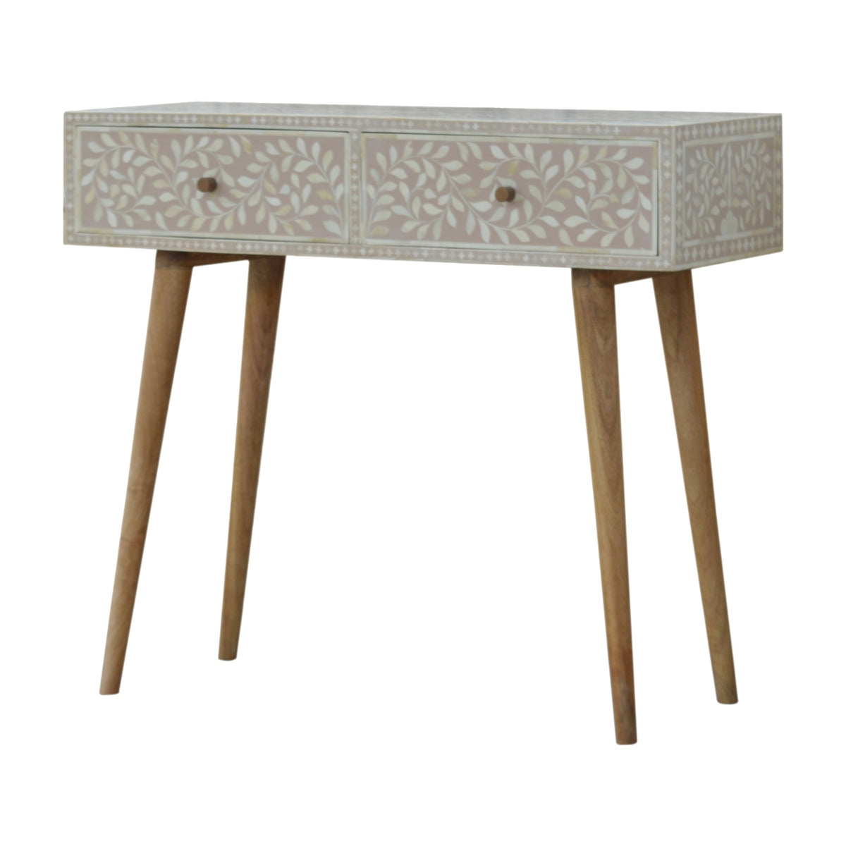Taupe Floral Bone Console Table