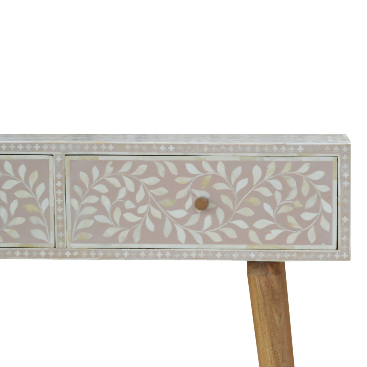 Taupe Floral Bone Console Table
