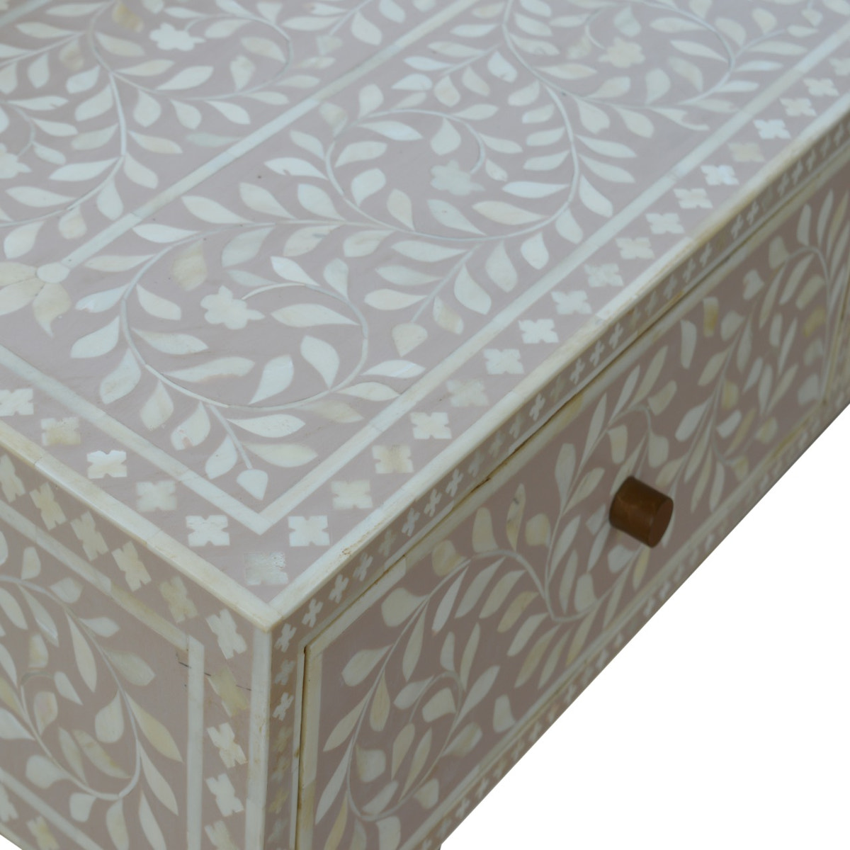 Taupe Floral Bone Console Table