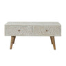 Taupe Floral Bone Coffee Table | Oak-Ish Mango Wood