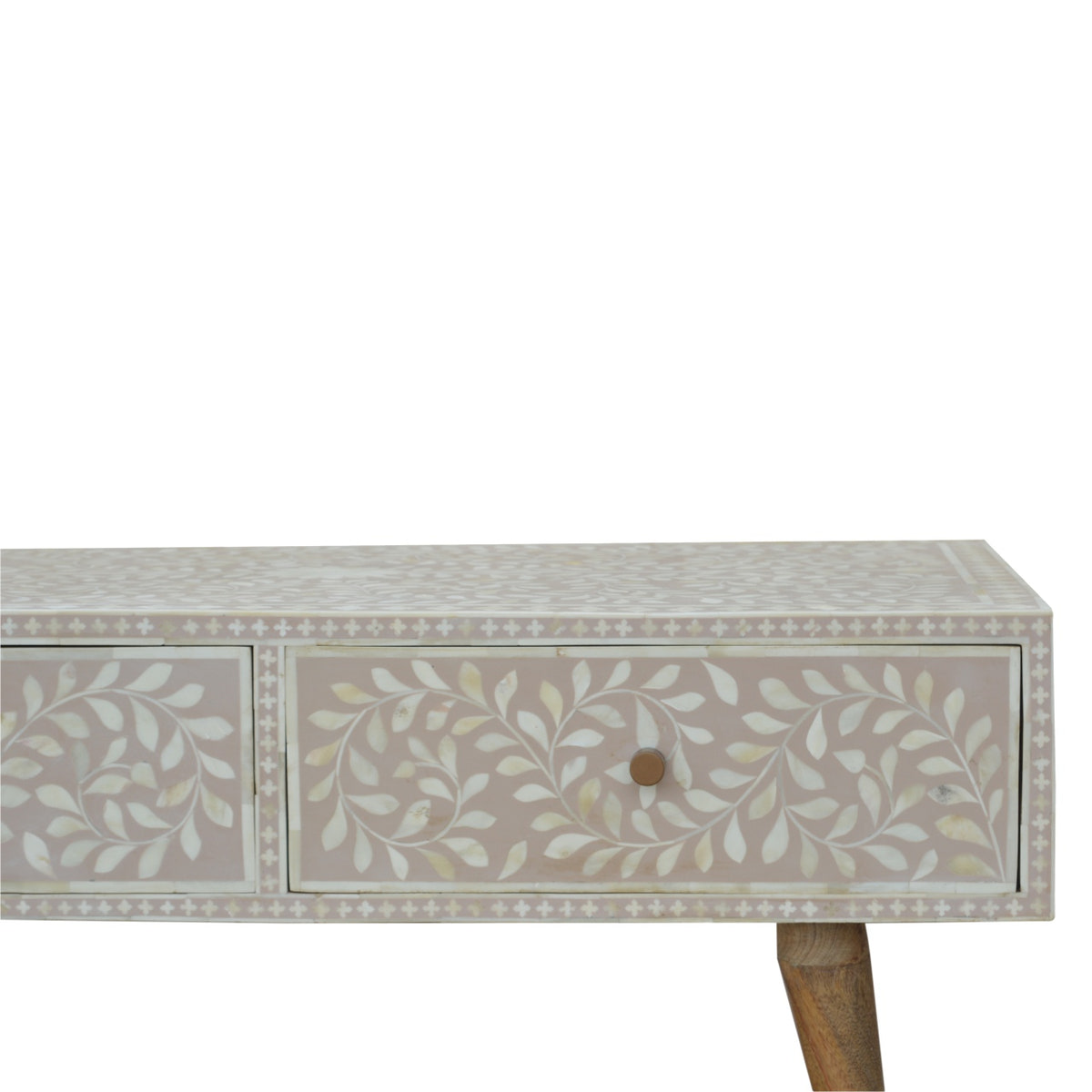 Taupe Floral Bone Coffee Table | Oak-Ish Mango Wood