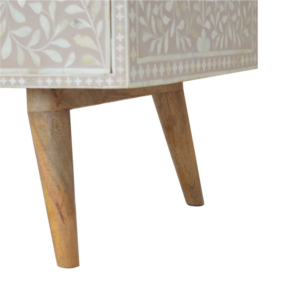 Taupe Floral Bone Coffee Table | Oak-Ish Mango Wood