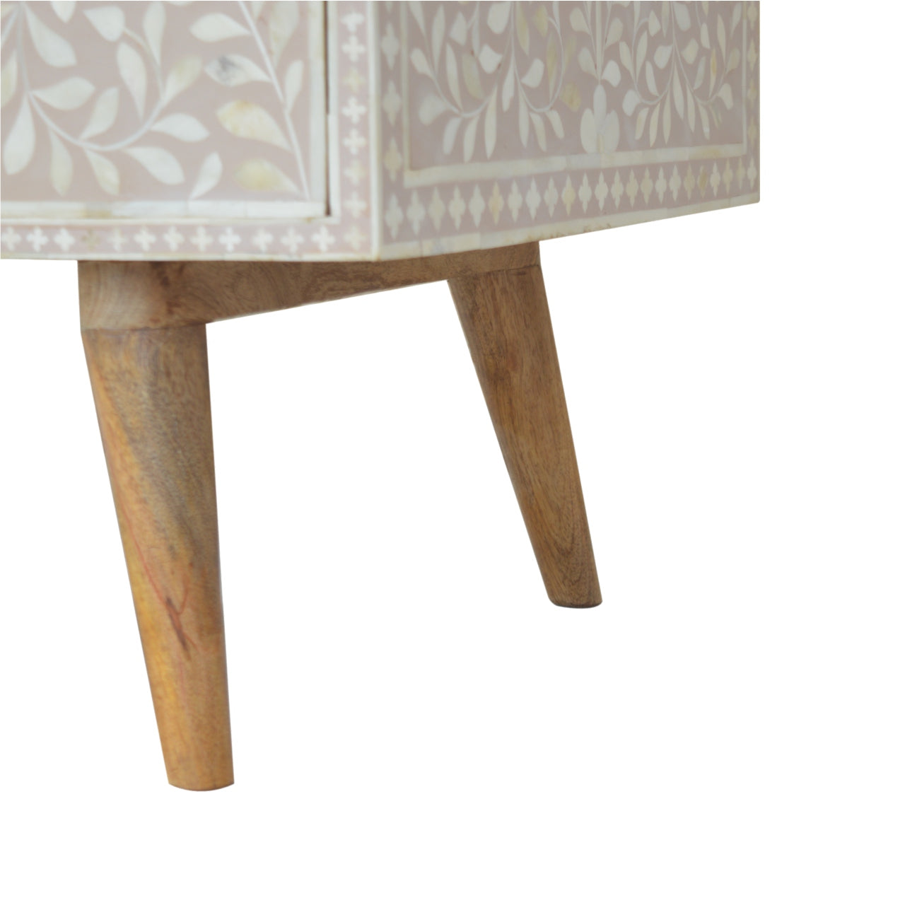 Taupe Floral Bone Coffee Table | Oak-Ish Mango Wood