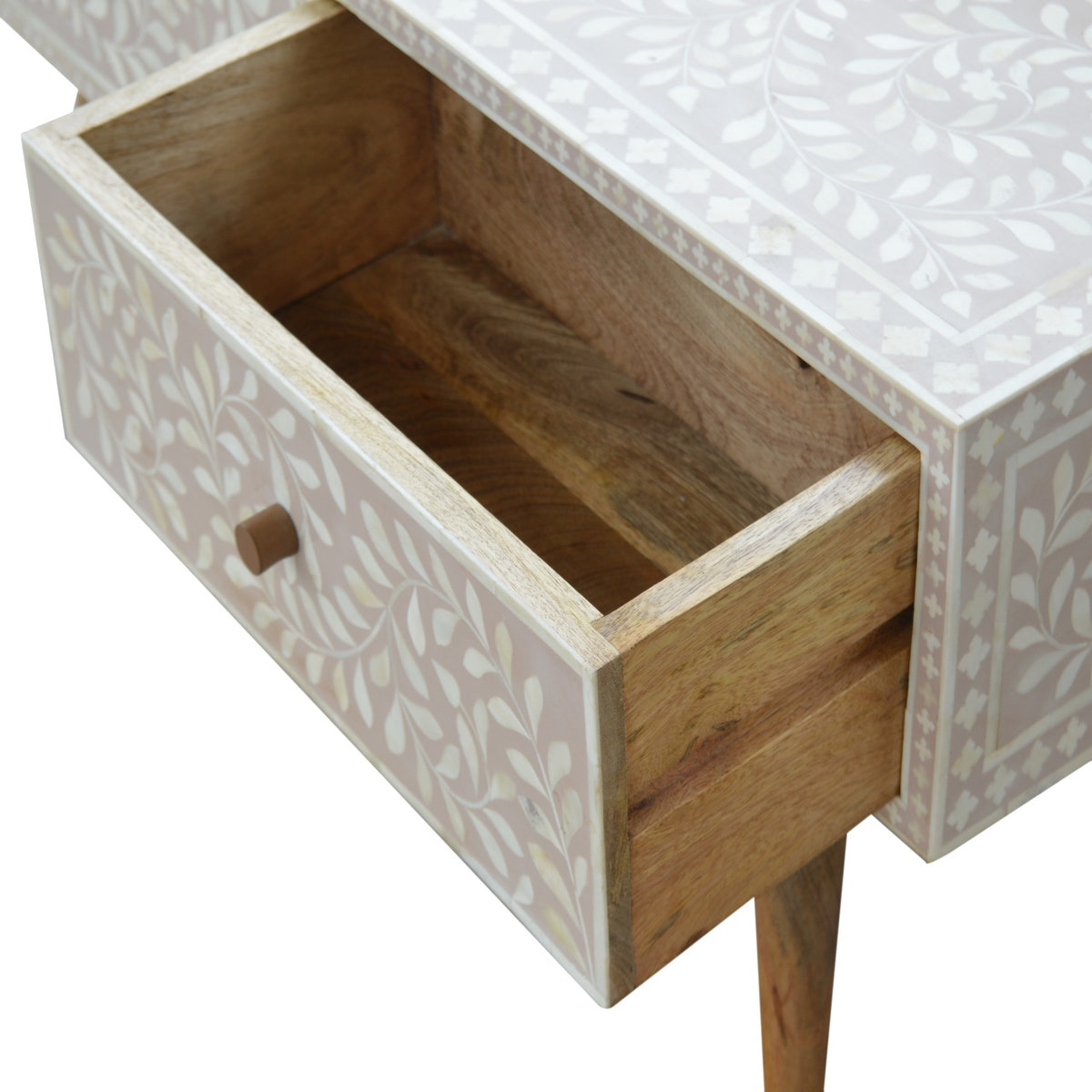 Taupe Floral Bone Coffee Table | Oak-Ish Mango Wood