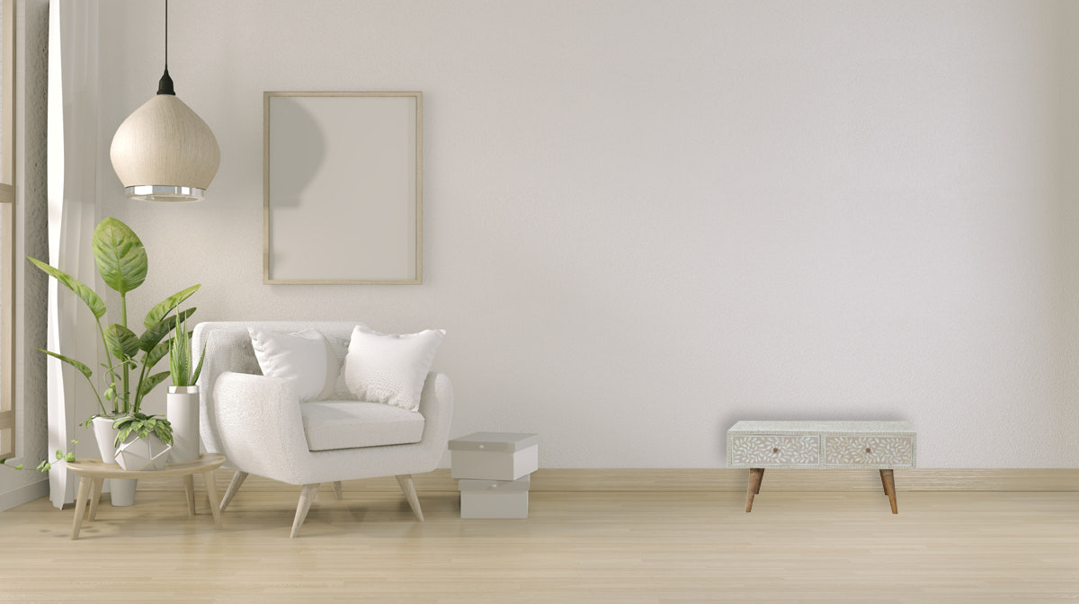 Taupe Floral Bone Coffee Table | Oak-Ish Mango Wood