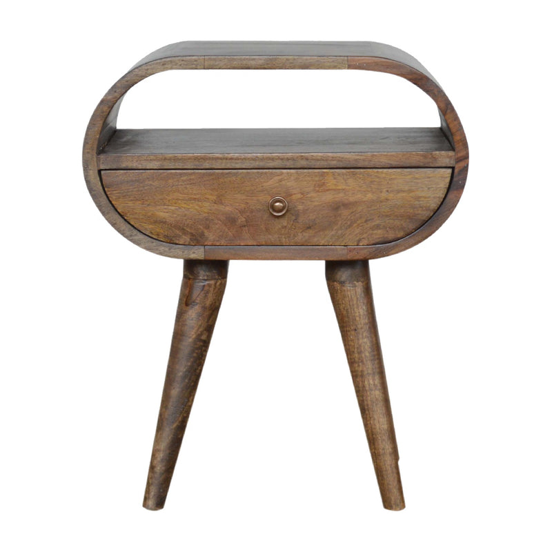 Grey Washed Circular Bedside Table