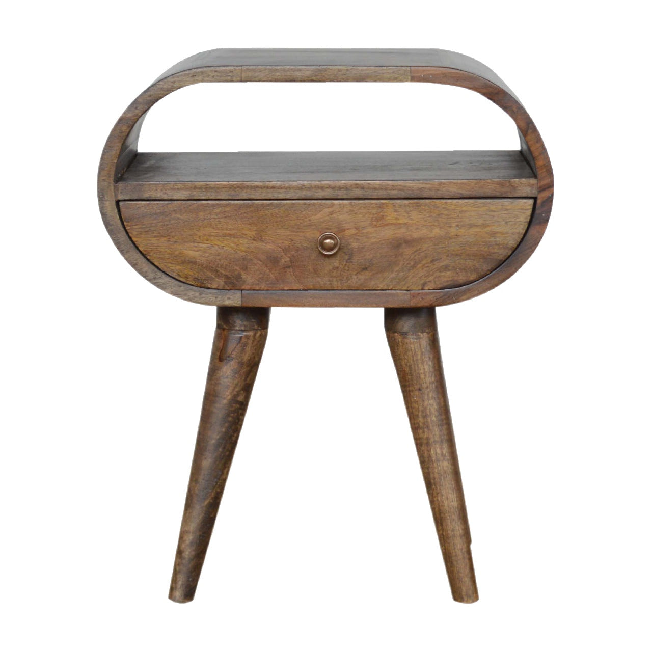 Grey Washed Circular Bedside Table