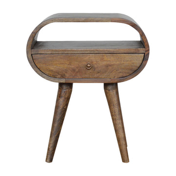 Grey Washed Circular Bedside Table