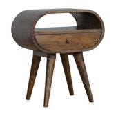 Grey Washed Circular Bedside Table