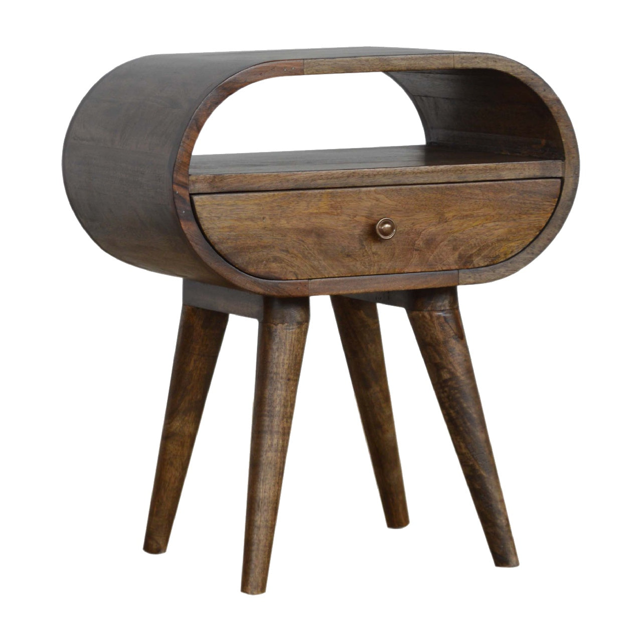 Grey Washed Circular Bedside Table