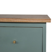 Green Hand Painted Bedside Table | Oak-Ish Solid Mango Wood