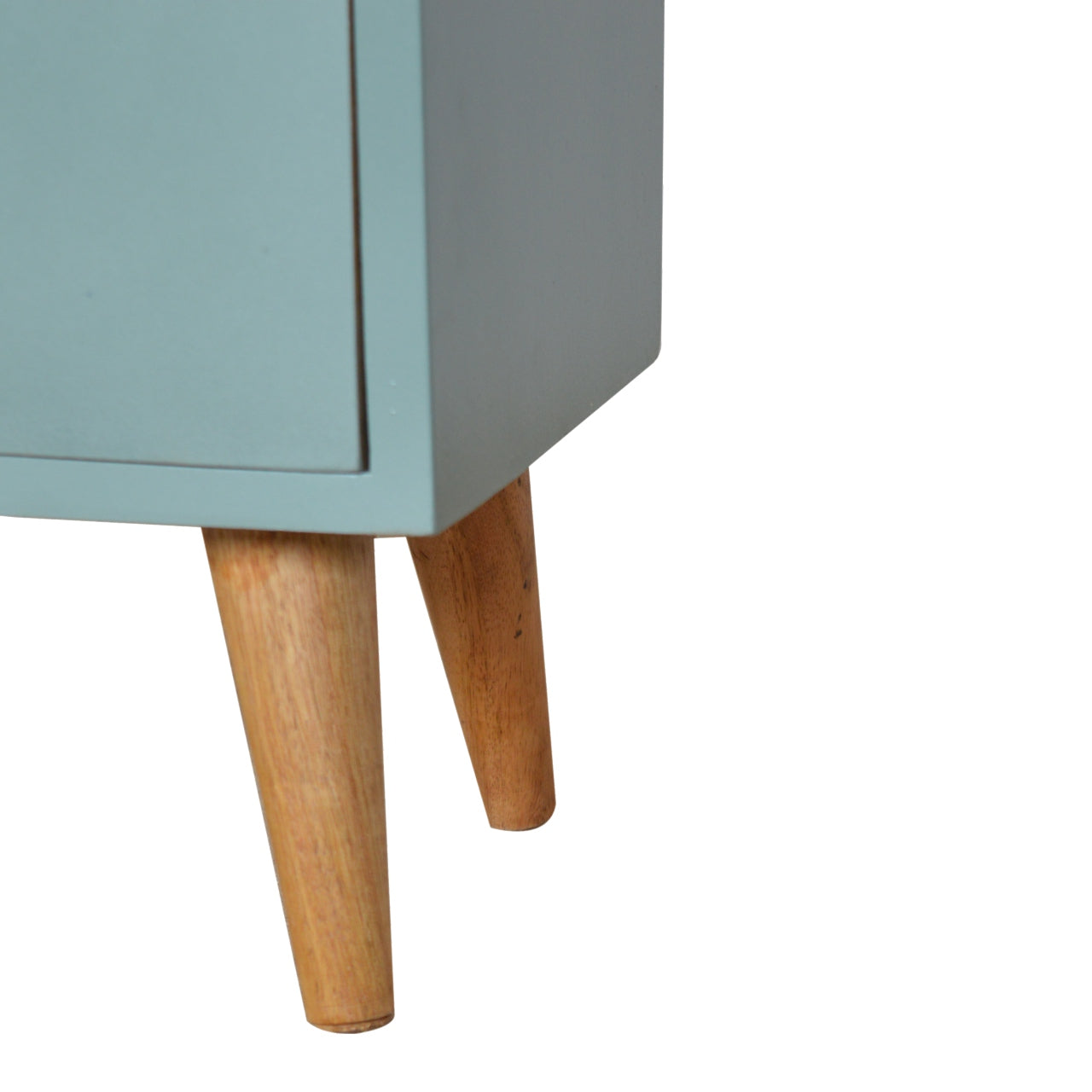 Green Hand Painted Bedside Table | Oak-Ish Solid Mango Wood
