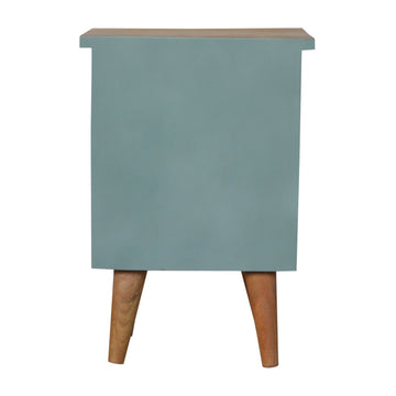 Green Hand Painted Bedside Table | Oak-Ish Solid Mango Wood