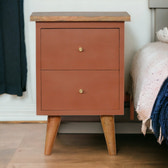 Brick Red Hand Painted Bedside Table