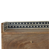 Bone Inlay Gallery Back Bedside Table | Oak Mango Wood