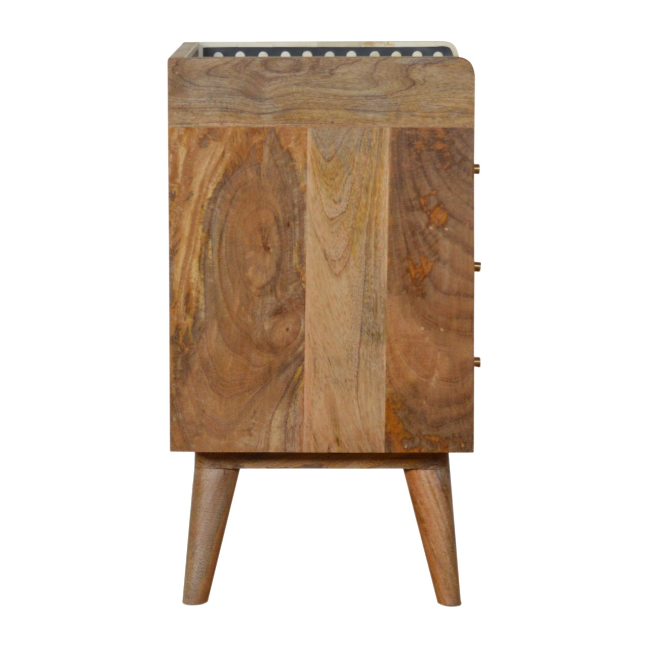 Bone Inlay Gallery Back Bedside Table | Oak Mango Wood