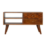 Tile Carved Chestnut TV Unit Chest of Drawers | Hand-Carved