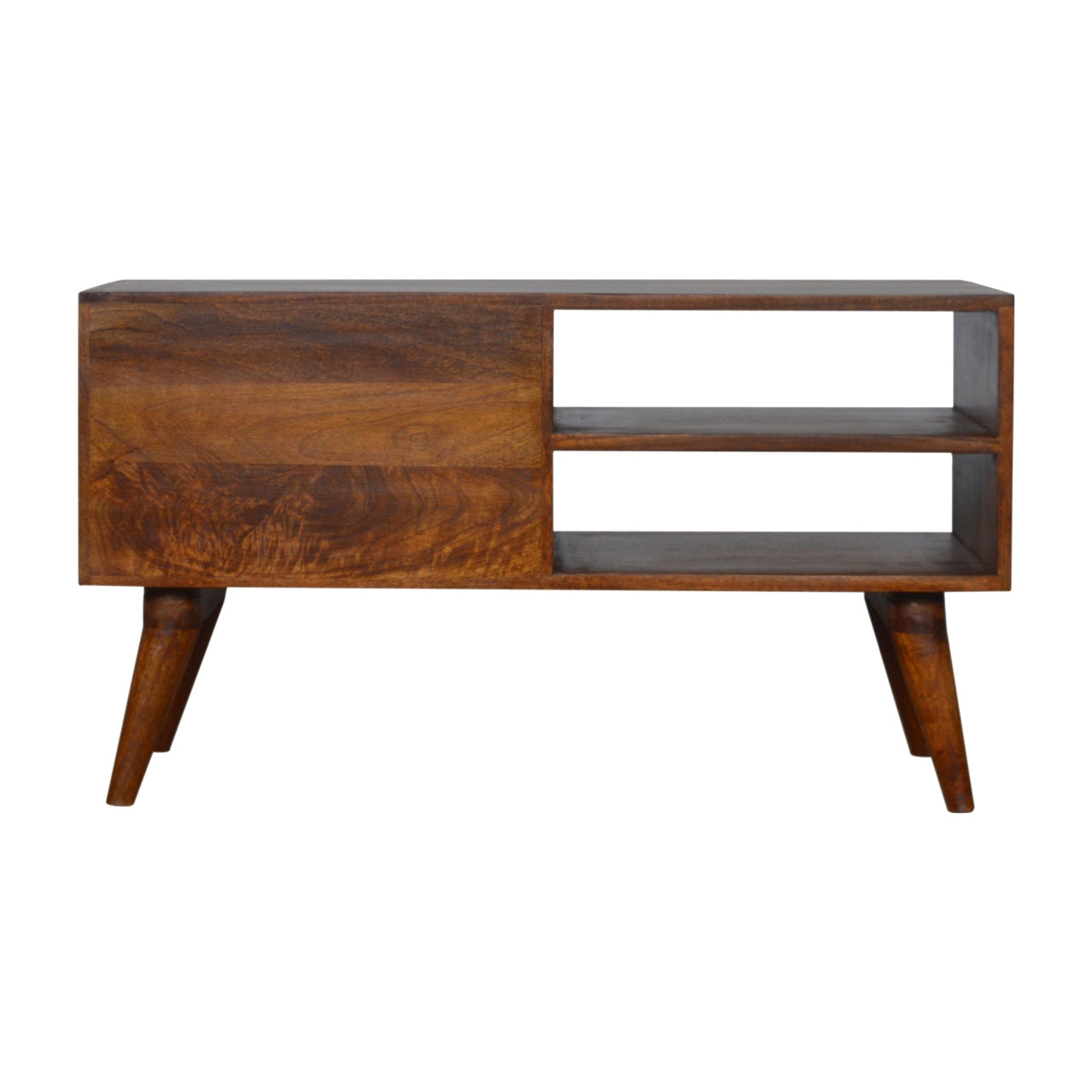 Tile Carved Chestnut TV Unit Chest of Drawers | Hand-Carved