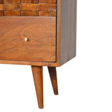 Tile Carved Chestnut Chest of Drawers | Hand-Carved