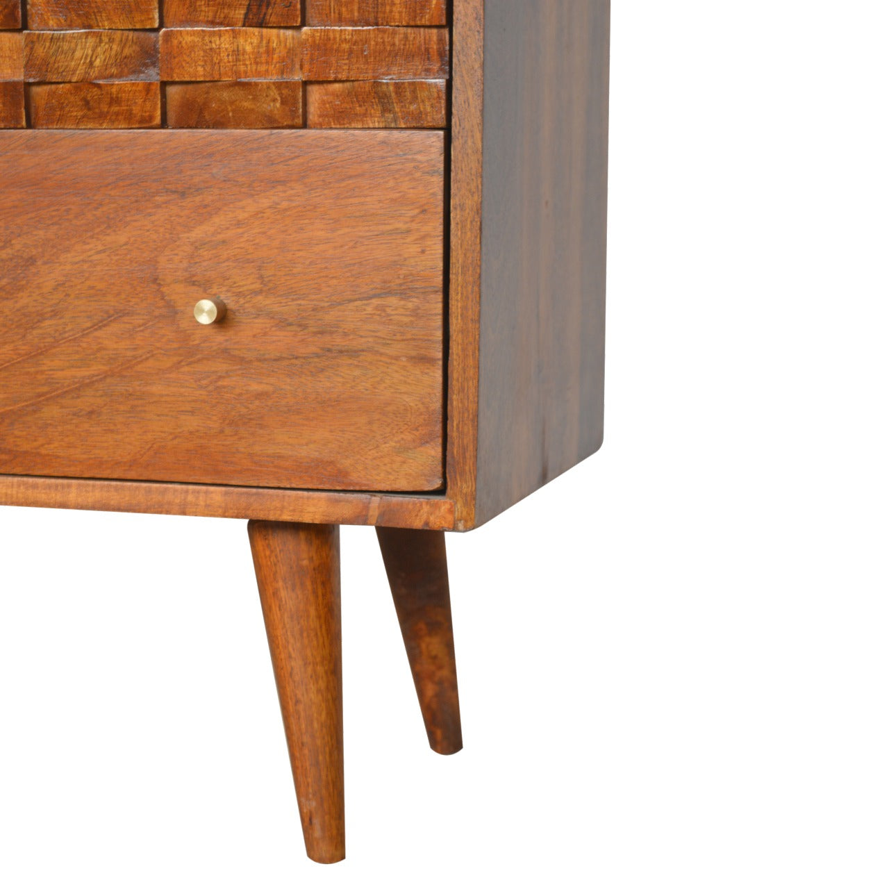 Tile Carved Chestnut Chest of Drawers | Hand-Carved