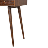 Chestnut Tile Writing Desk | Hand-Carved