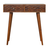 Tile Carve Chestnut Console Chest of Drawers