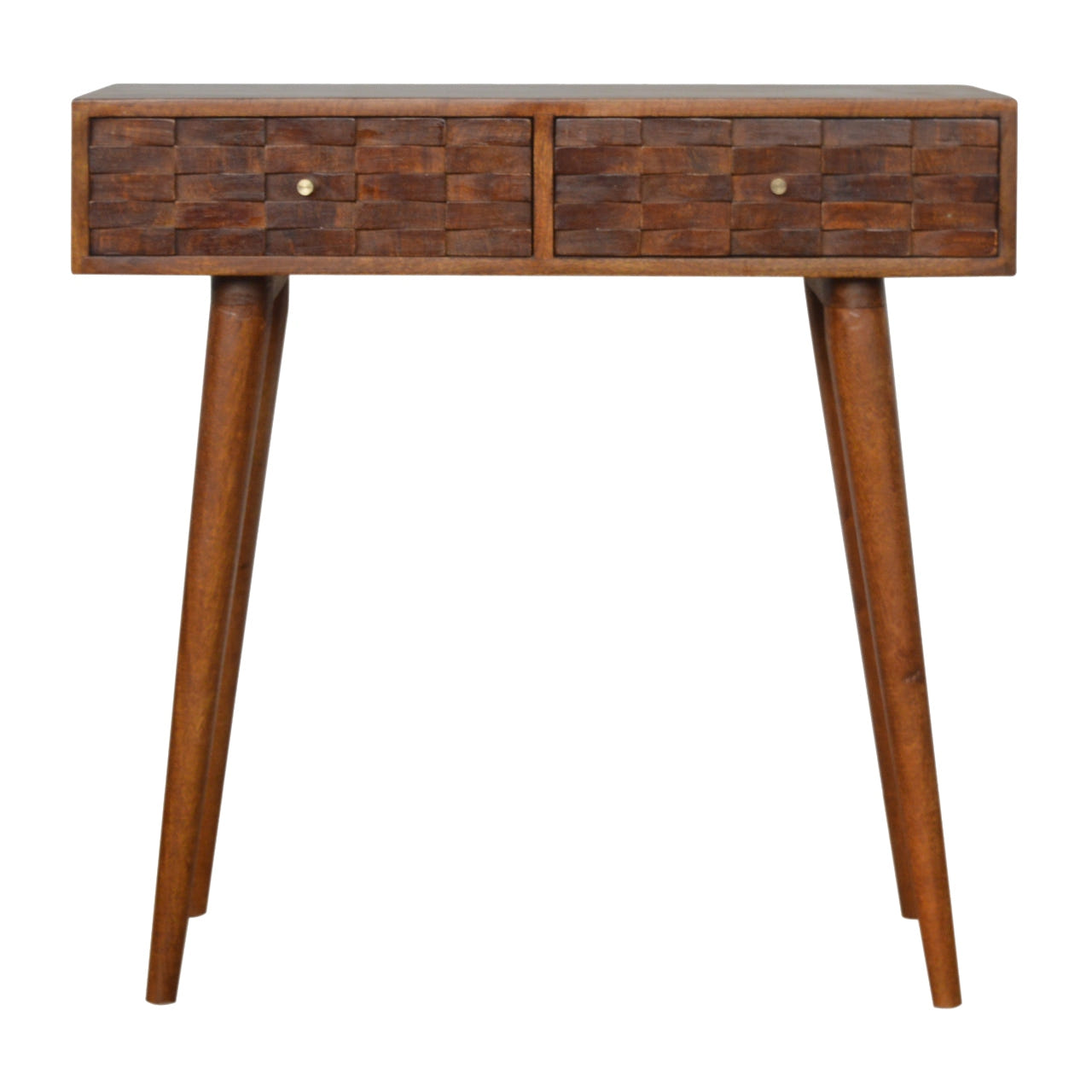 Tile Carve Chestnut Console Chest of Drawers