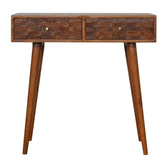 Tile Carve Chestnut Console Chest of Drawers