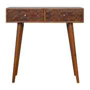 Tile Carve Chestnut Console Chest of Drawers