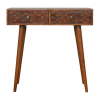 Tile Carve Chestnut Console Chest of Drawers