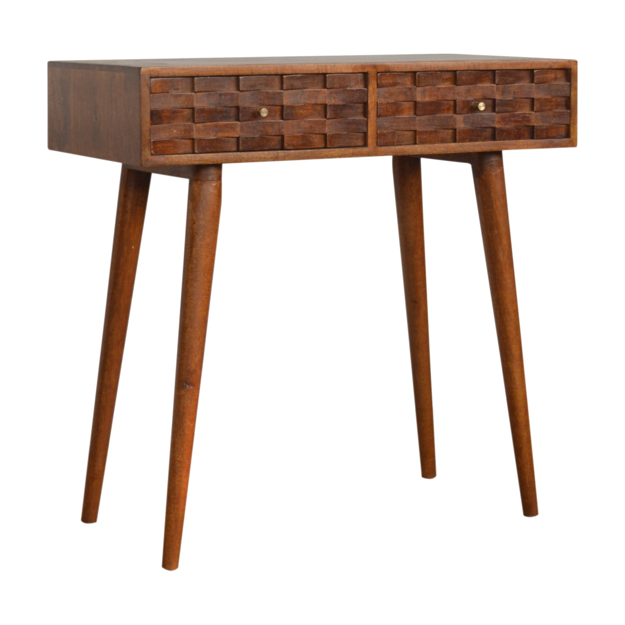 Tile Carve Chestnut Console Chest of Drawers