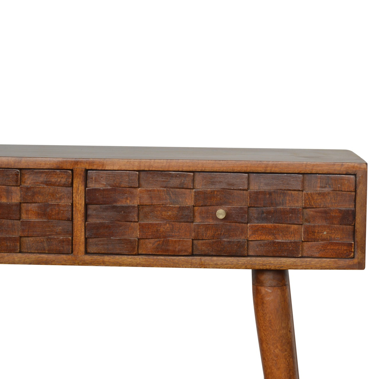 Tile Carve Chestnut Console Chest of Drawers