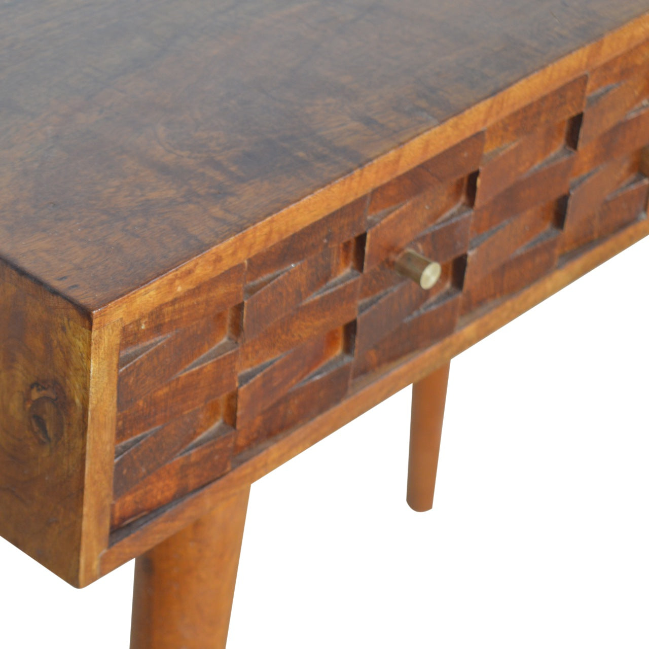Tile Carve Chestnut Console Chest of Drawers