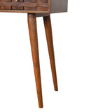 Tile Carve Chestnut Console Chest of Drawers